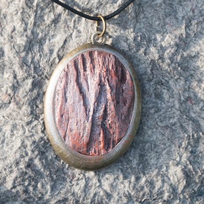 Faux Bark Wood Pendant